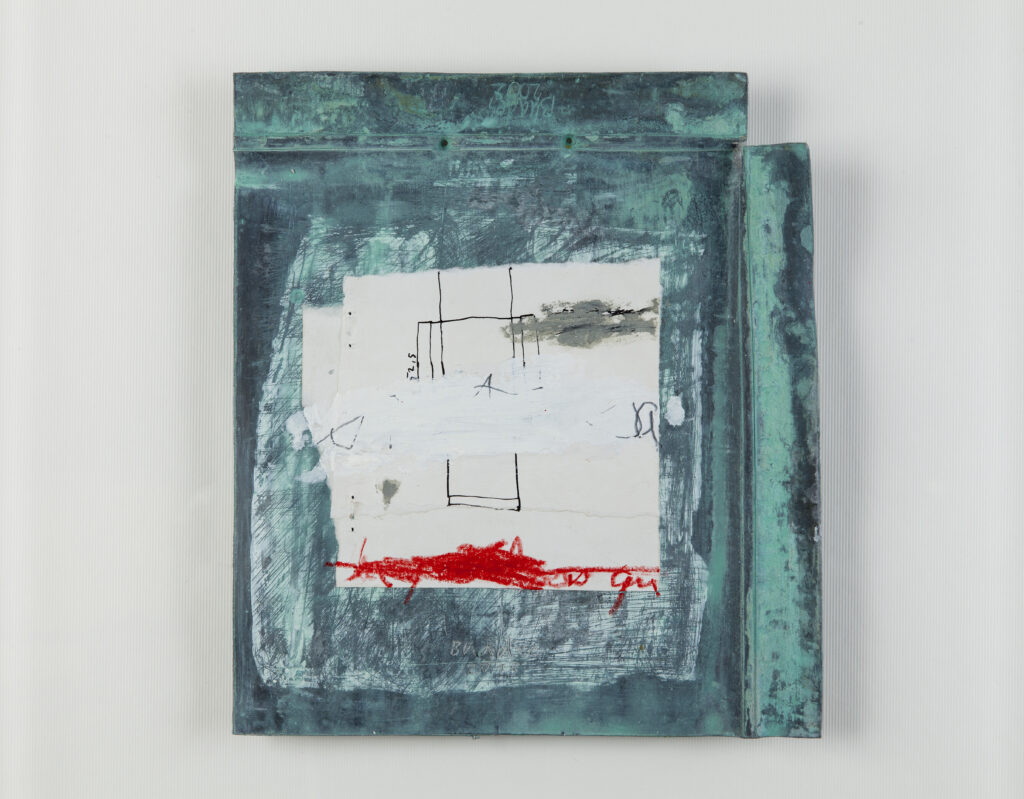 Miguel Buades, ohne Titel, 2011-2013, Mischtechnik auf Blei, 47 x 47 x 5 cm